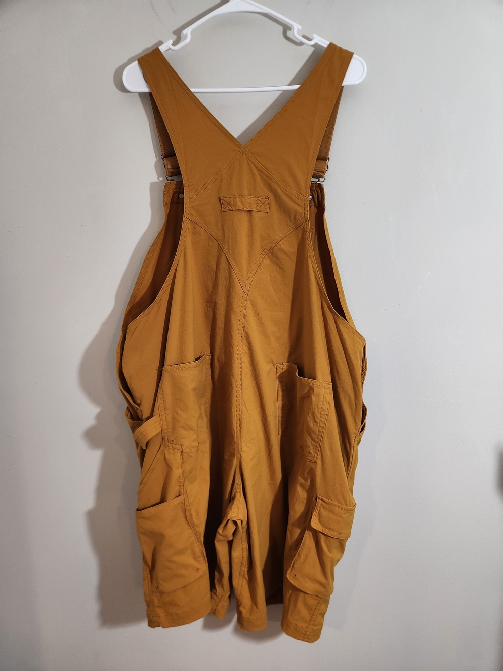 Duluth Trading Yellow Short Overalls Shortalls Gardening Gold Mustard Workwear - Picture 3 of 9